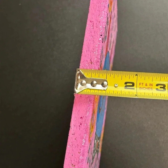 Cat Painting On Wood Nursery Pink Pop Art 9 X 7.5 Whimsical Swirls Dots Fun - Picture 14 of 15